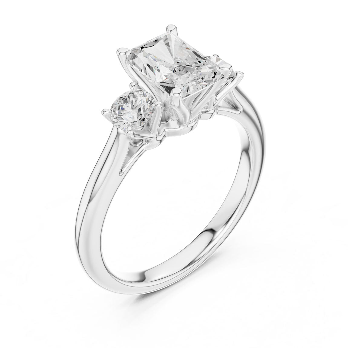1.90 Ct. Classic Radiant Diamond Ring with Round Side Stones (DDLR-041-RA) 6