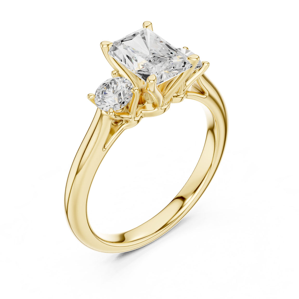 1.90 Ct. Classic Radiant Diamond Ring with Round Side Stones (DDLR-041-RA)