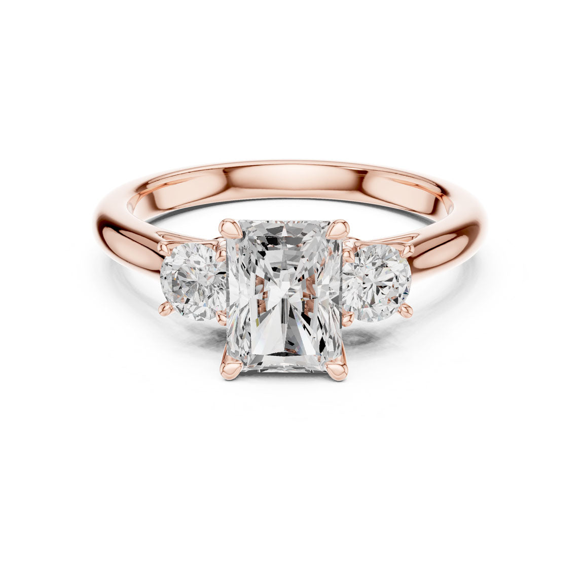 1.90 Ct. Classic Radiant Diamond Ring with Round Side Stones (DDLR-041-RA) 7