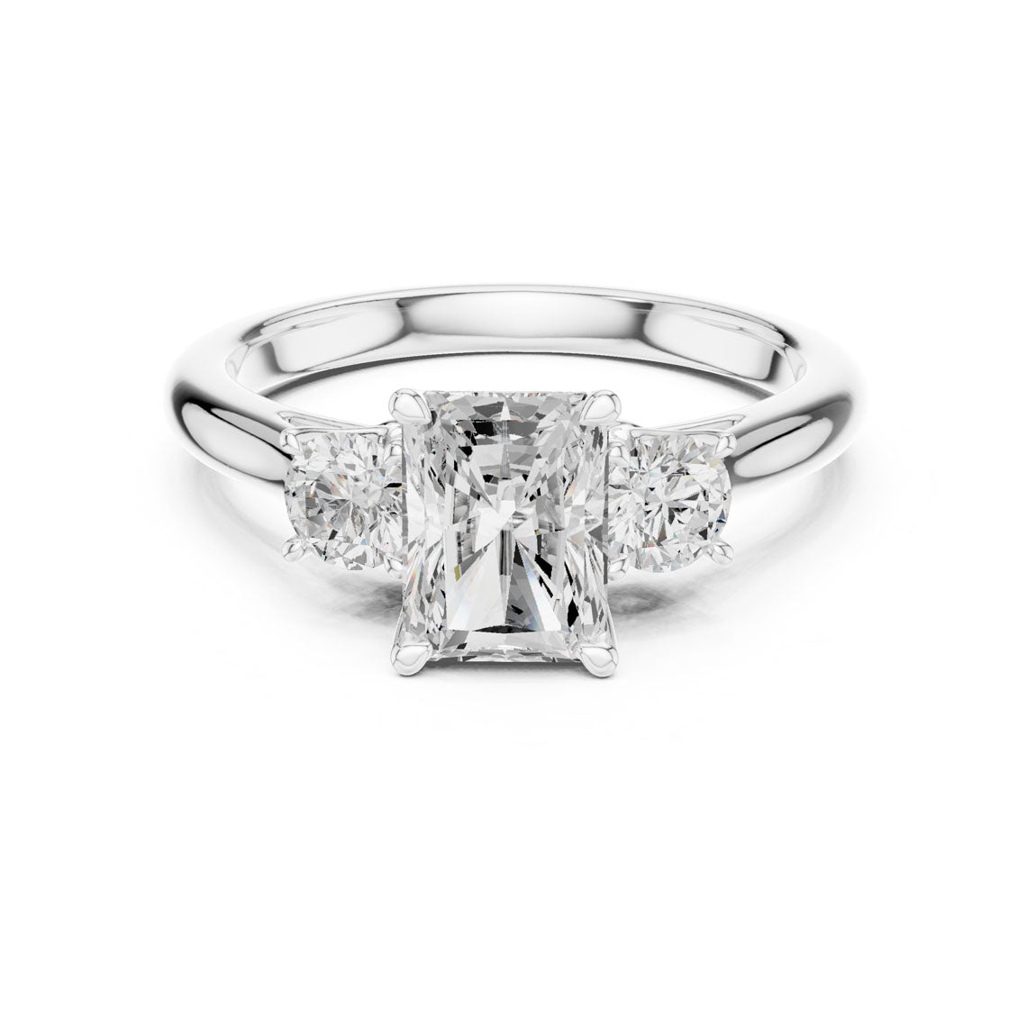 1.90 Ct. Classic Radiant Diamond Ring with Round Side Stones (DDLR-041-RA) 5