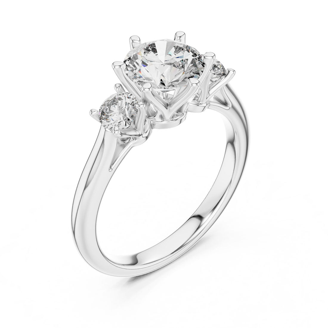 1.81 Ct. Three-Stone Round Diamond Engagement Ring (DDLR-041) 10