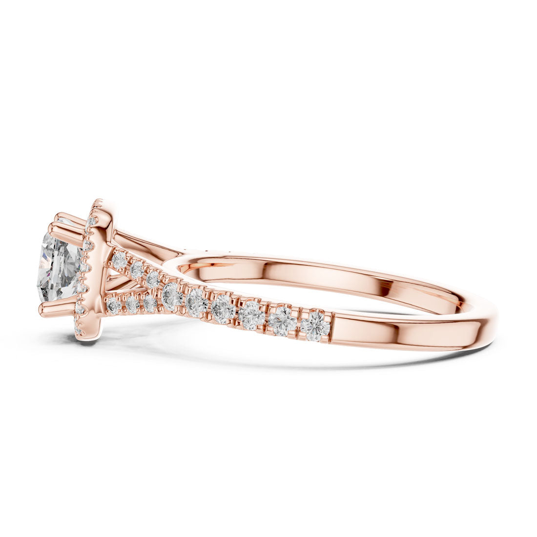 1.38 Ct. Cushion Cut Halo Engagement Ring with Pavé Band (DDLR-043) 7