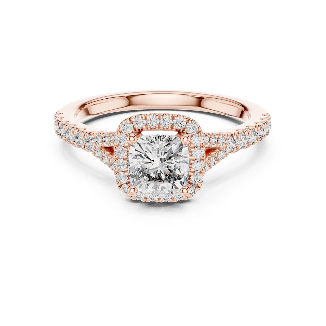 1.38 Ct. Cushion Cut Halo Engagement Ring with Pavé Band (DDLR-043) 4