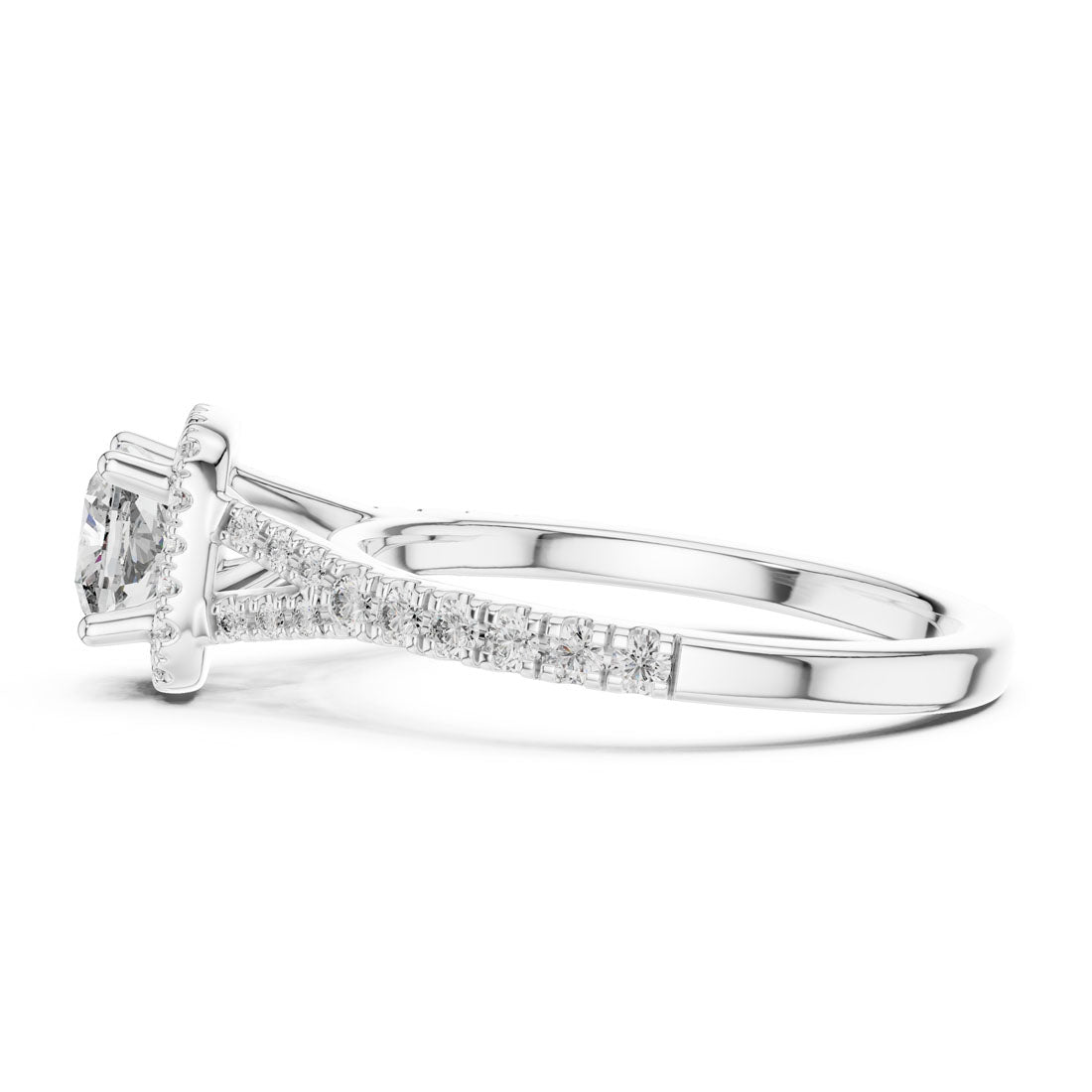 1.38 Ct. Cushion Cut Halo Engagement Ring with Pavé Band (DDLR-043) 5
