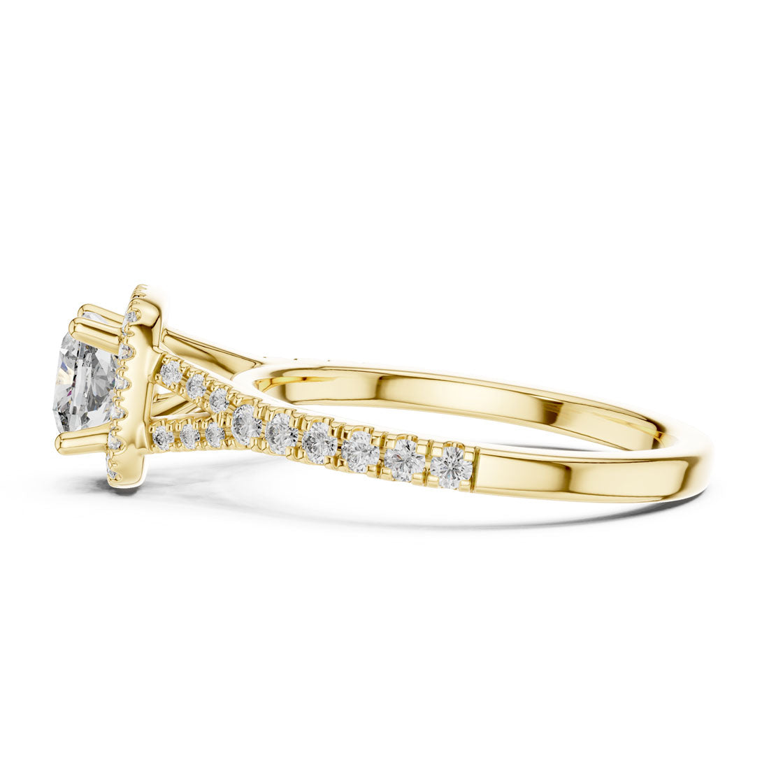 1.38 Ct. Cushion Cut Halo Engagement Ring with Pavé Band (DDLR-043) 9
