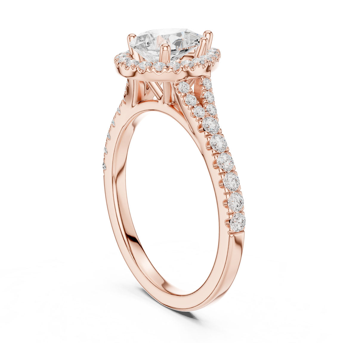 1.38 Ct. Pear Shaped Diamond Halo Ring with Pavé Band (DDLR-043-PE) 10