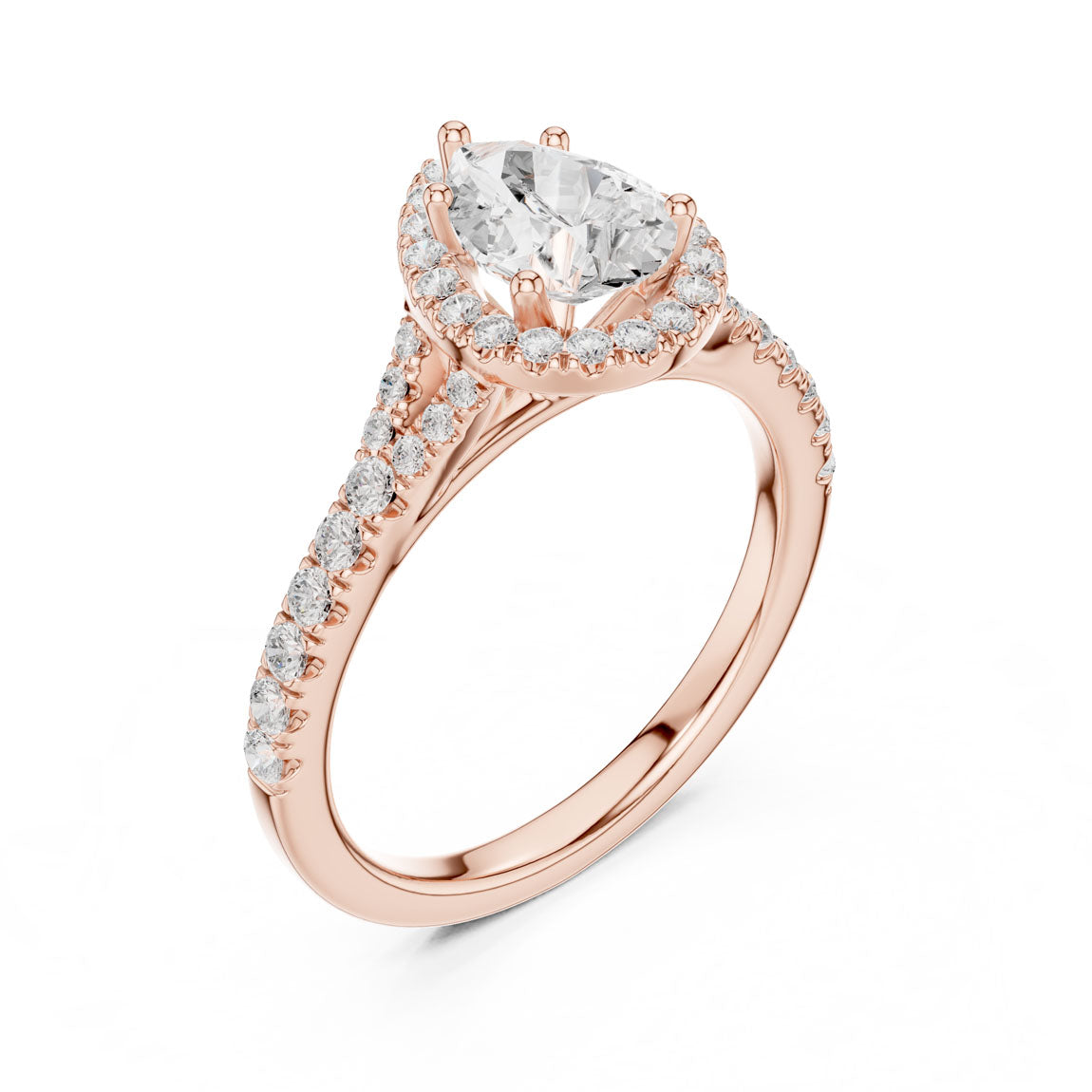 1.38 Ct. Pear Shaped Diamond Halo Ring with Pavé Band (DDLR-043-PE) 8