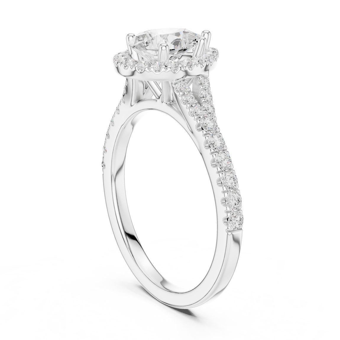 1.38 Ct. Pear Shaped Diamond Halo Ring with Pavé Band (DDLR-043-PE) 9