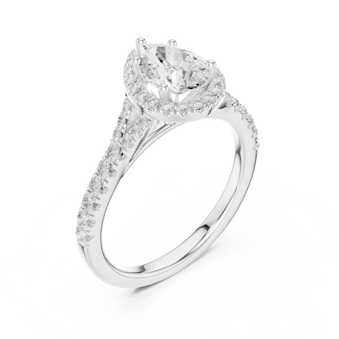 1.38 Ct. Pear Shaped Diamond Halo Ring with Pavé Band (DDLR-043-PE) 6