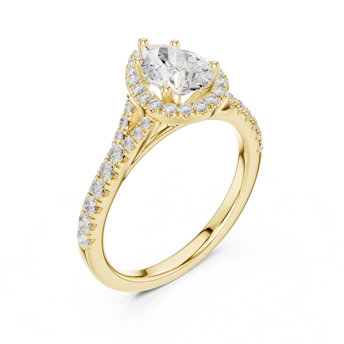 1.38 Ct. Pear Shaped Diamond Halo Ring with Pavé Band (DDLR-043-PE)