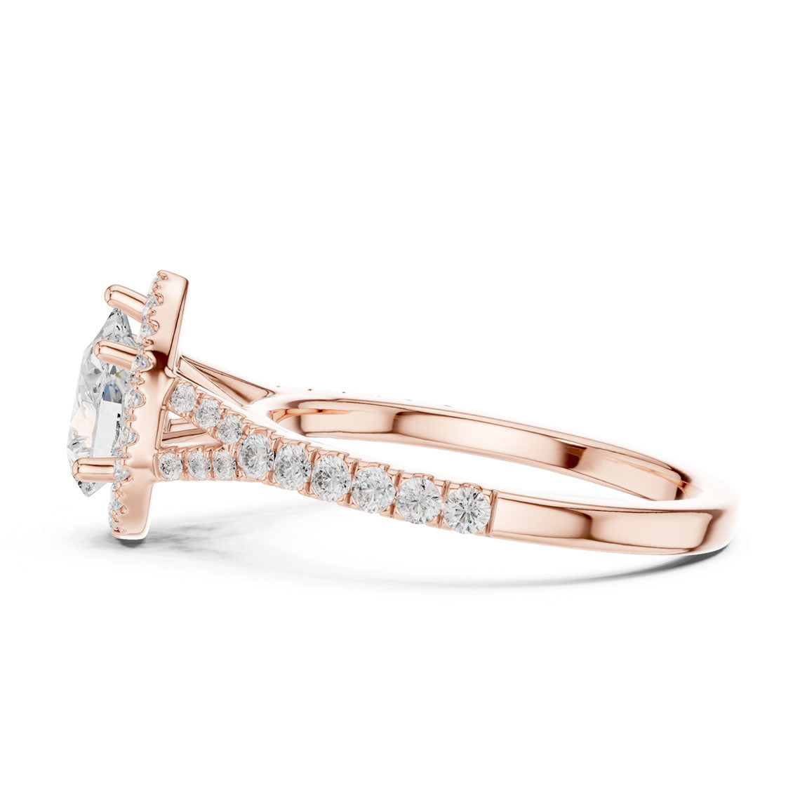 1.38 Ct. Pear Shaped Diamond Halo Ring with Pavé Band (DDLR-043-PE) 12