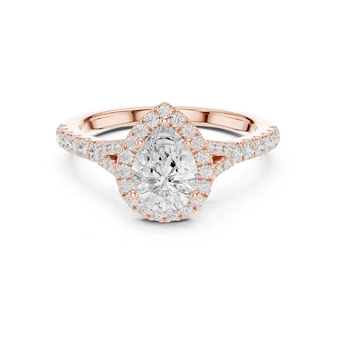 1.38 Ct. Pear Shaped Diamond Halo Ring with Pavé Band (DDLR-043-PE) 7