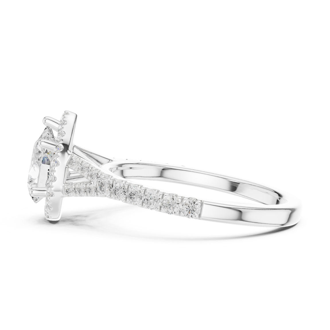 1.38 Ct. Pear Shaped Diamond Halo Ring with Pavé Band (DDLR-043-PE) 11