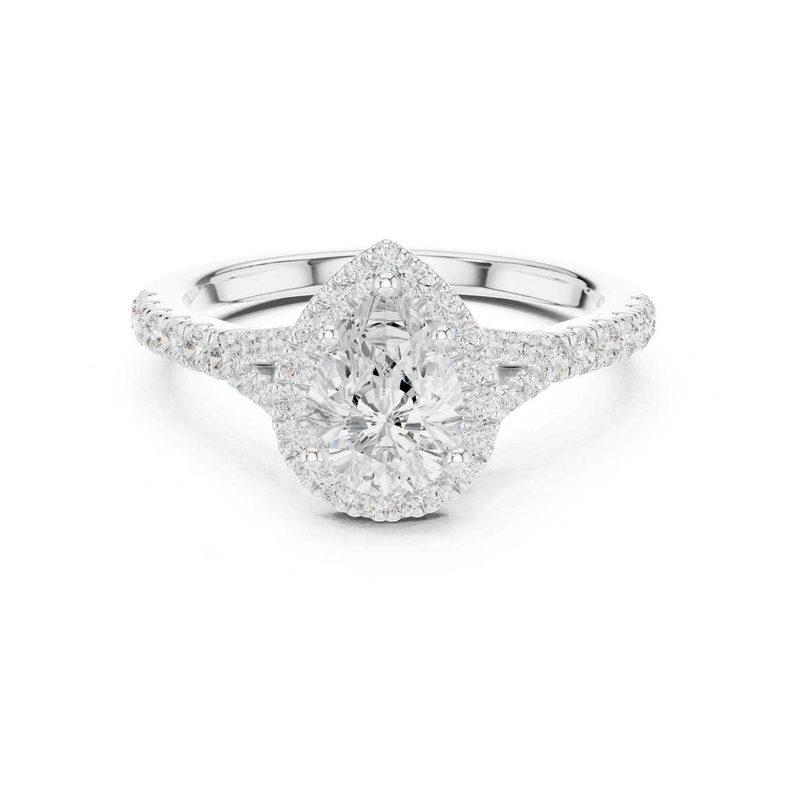 1.38 Ct. Pear Shaped Diamond Halo Ring with Pavé Band (DDLR-043-PE) 5