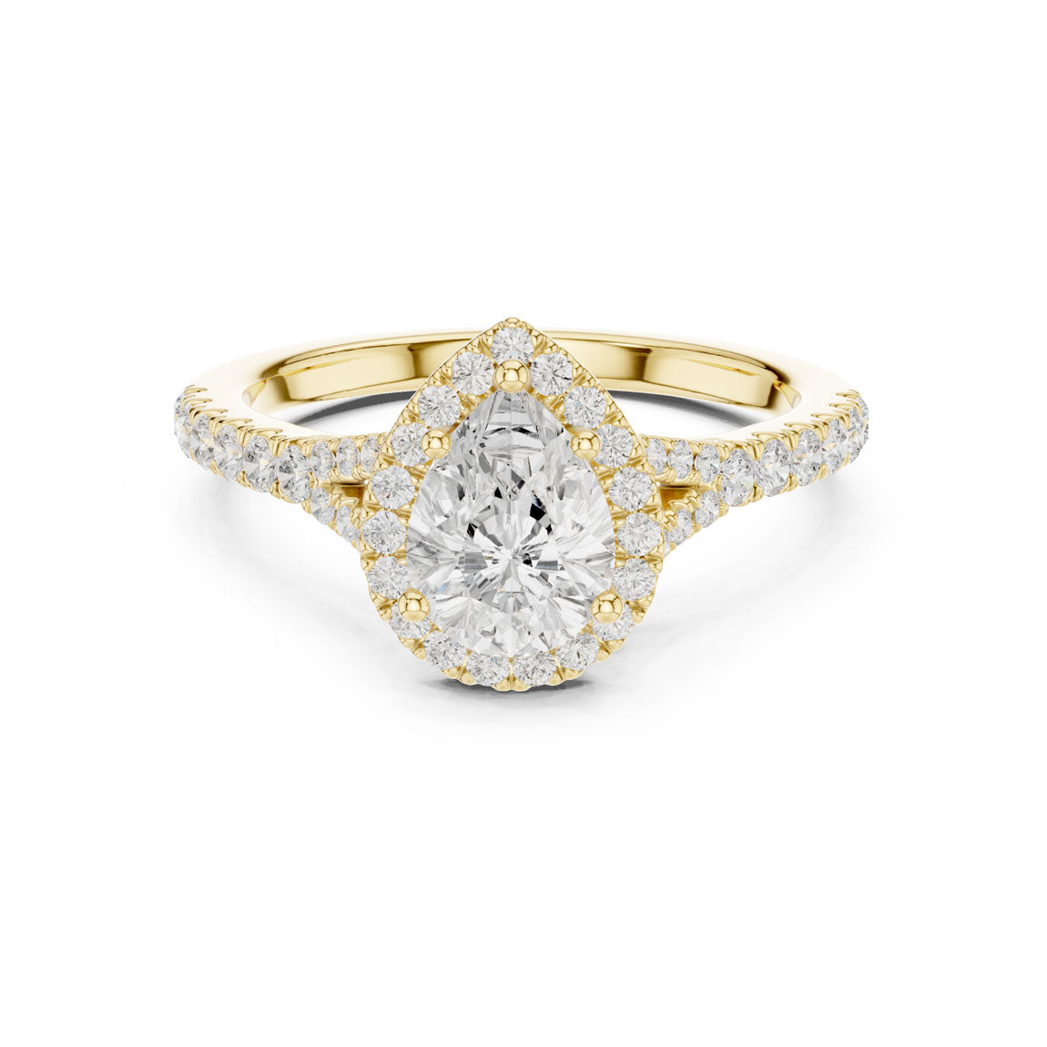 1.38 Ct. Pear Shaped Diamond Halo Ring with Pavé Band (DDLR-043-PE)