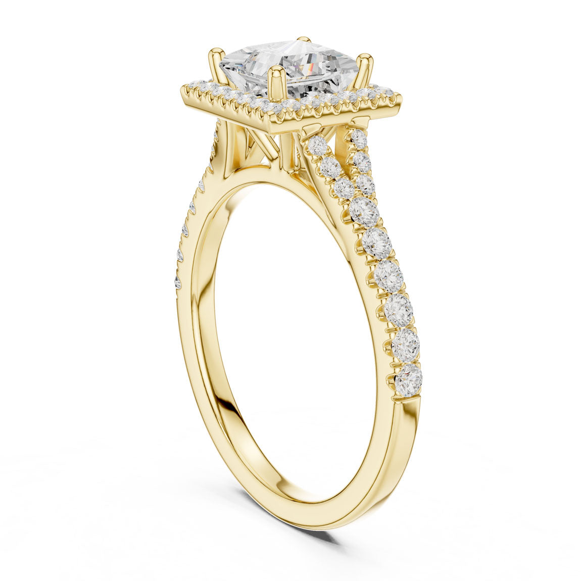 1.41 Ct. Princess Cut Diamond Halo Ring with Pavé Band (DDLR-043-PR) 3
