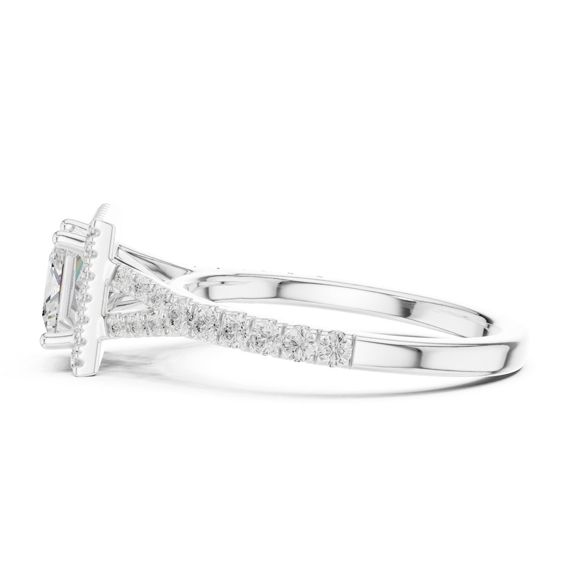 1.41 Ct. Princess Cut Diamond Halo Ring with Pavé Band (DDLR-043-PR) 11