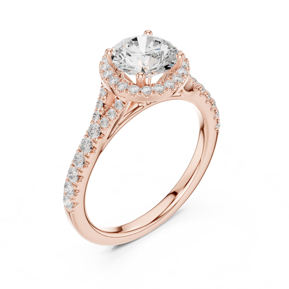 1.39 Ct. Round Diamond Halo Ring with Pavé Band (DDLR-043-RD) 8