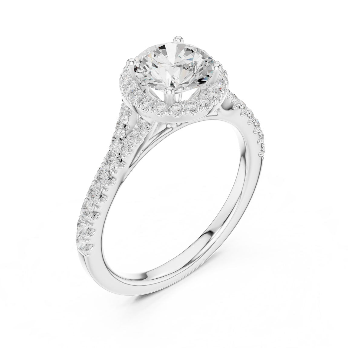 1.39 Ct. Round Diamond Halo Ring with Pavé Band (DDLR-043-RD) 6