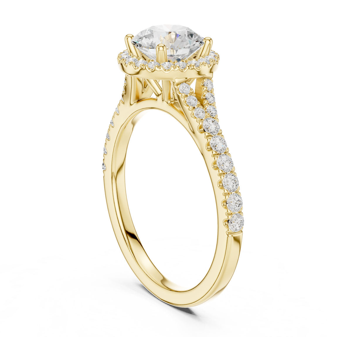 1.39 Ct. Round Diamond Halo Ring with Pavé Band (DDLR-043-RD) 3