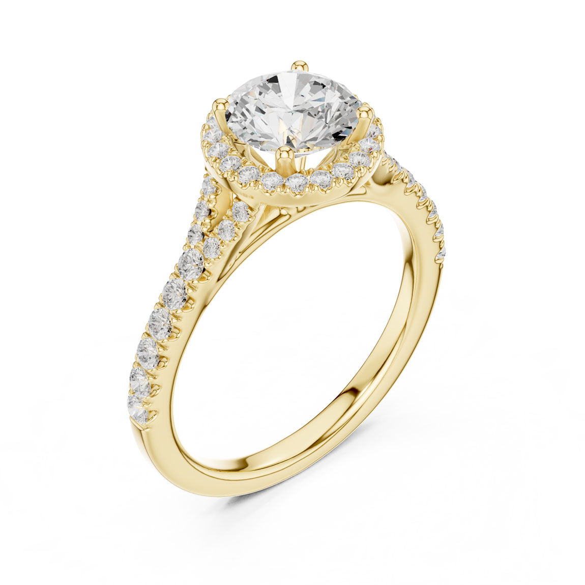 1.39 Ct. Round Diamond Halo Ring with Pavé Band (DDLR-043-RD)
