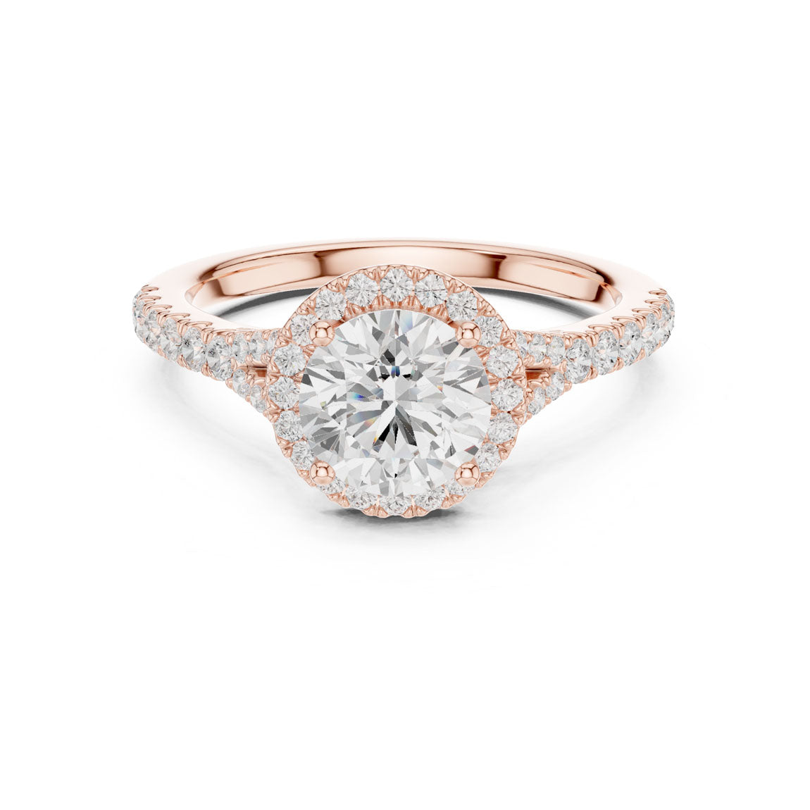 1.39 Ct. Round Diamond Halo Ring with Pavé Band (DDLR-043-RD) 7