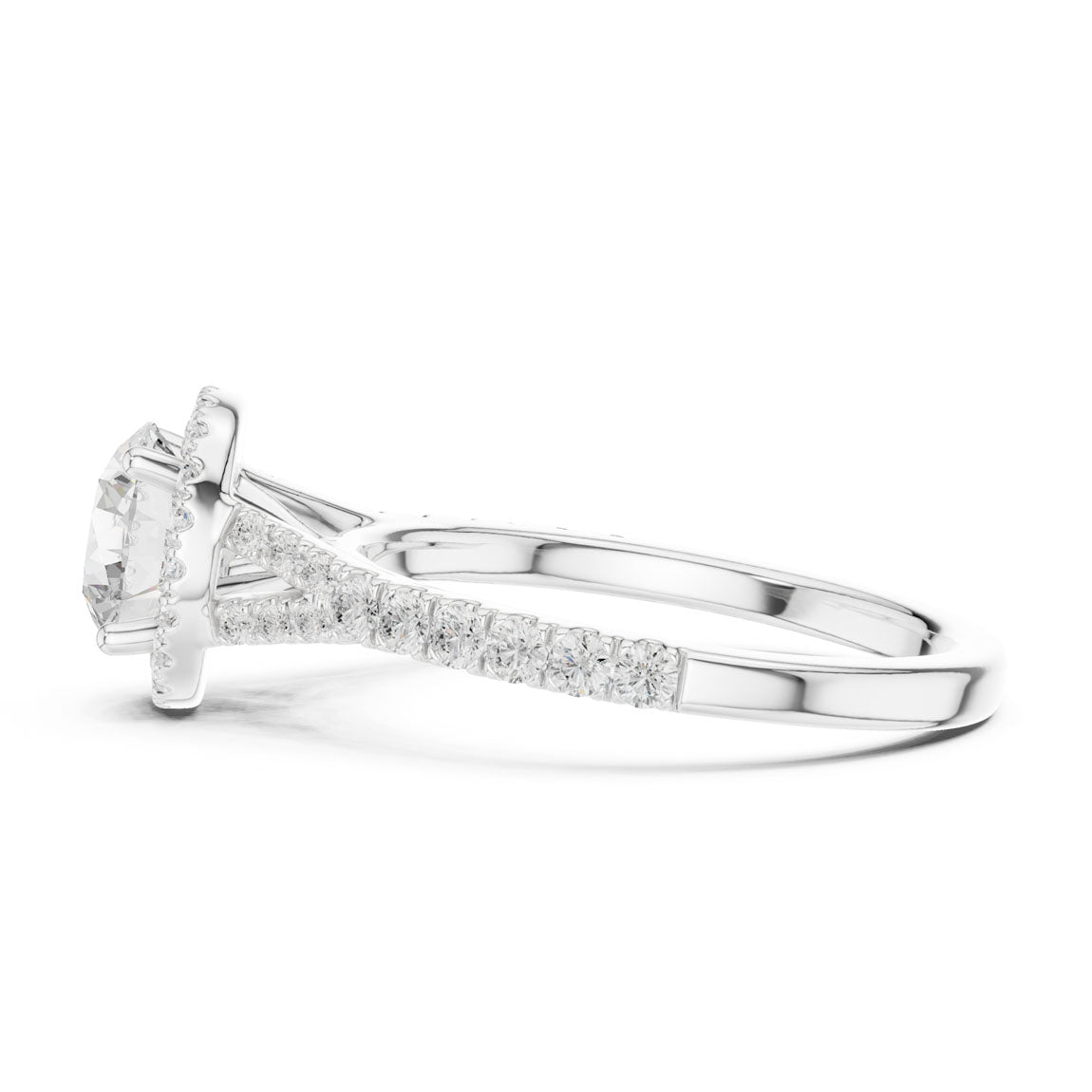 1.39 Ct. Round Diamond Halo Ring with Pavé Band (DDLR-043-RD) 12