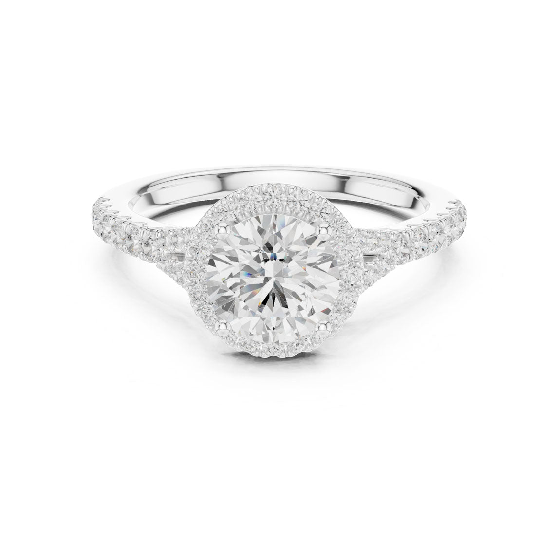 1.39 Ct. Round Diamond Halo Ring with Pavé Band (DDLR-043-RD) 5