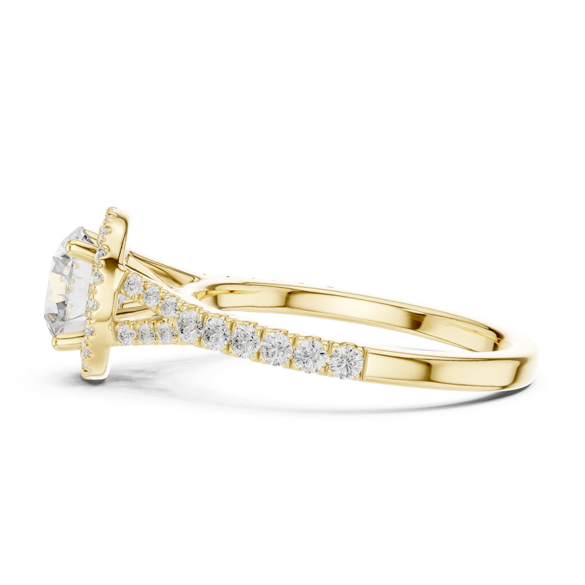 1.39 Ct. Round Diamond Halo Ring with Pavé Band (DDLR-043-RD) 4