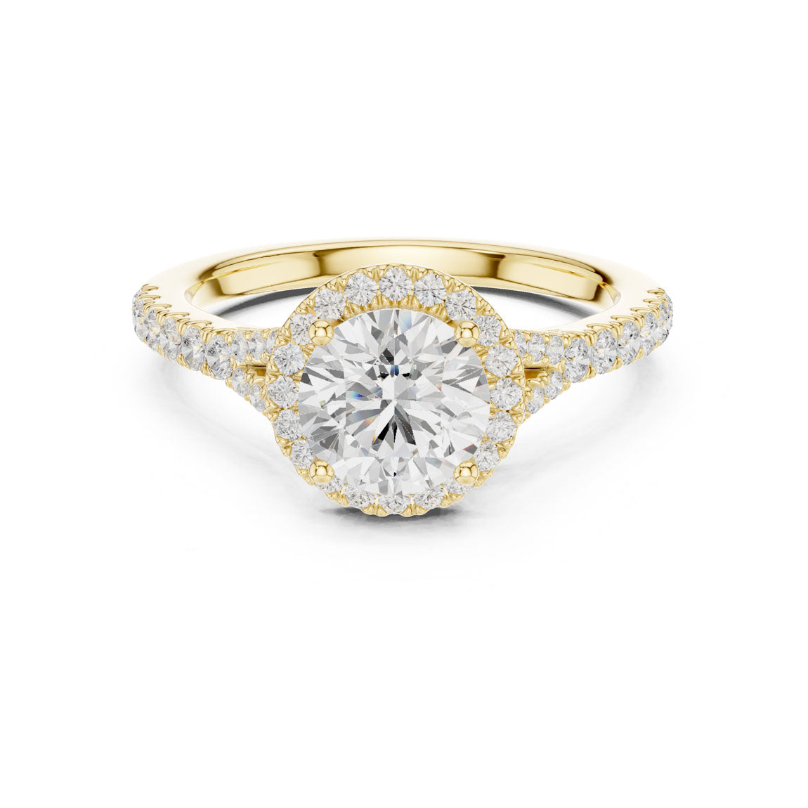 1.39 Ct. Round Diamond Halo Ring with Pavé Band (DDLR-043-RD)