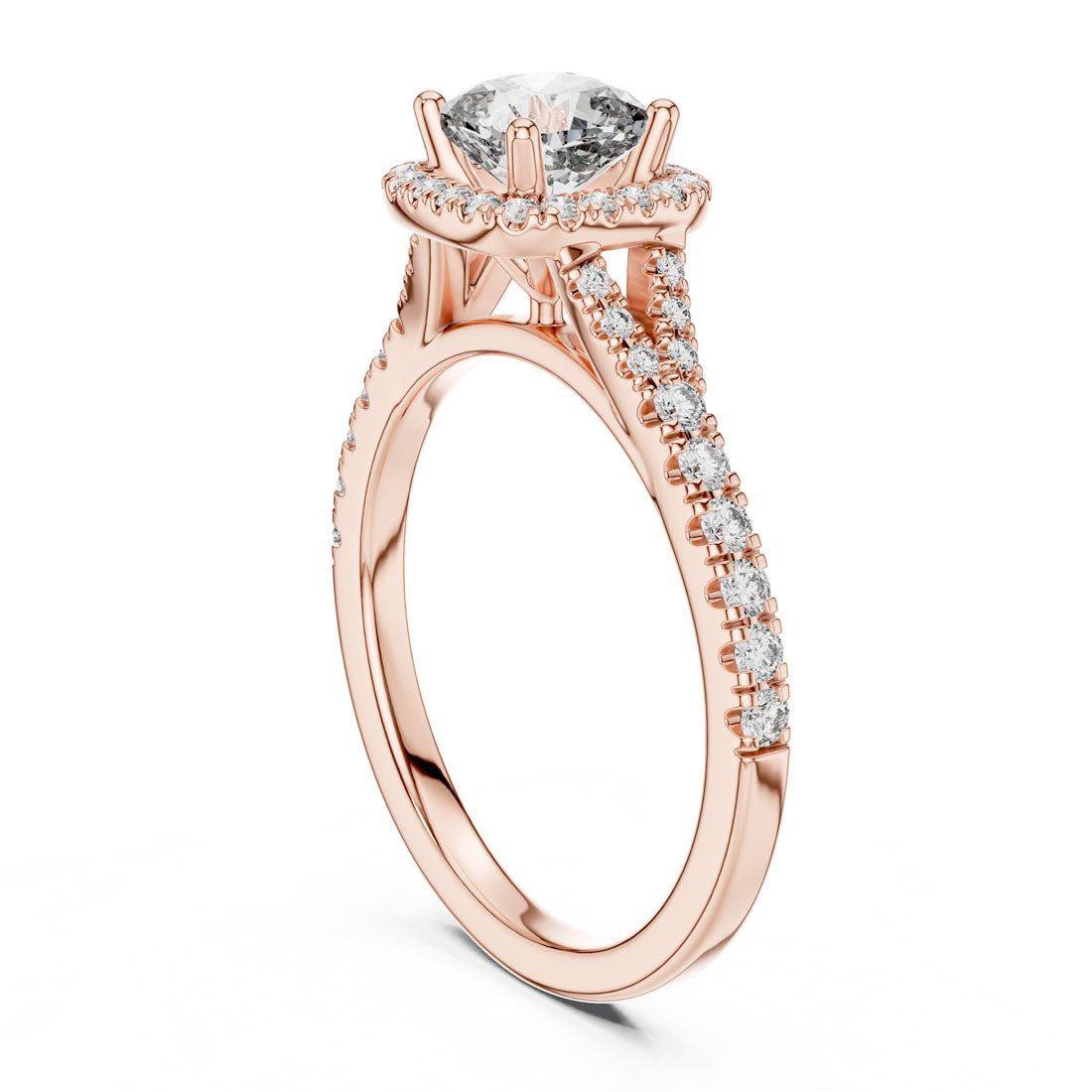 1.38 Ct. Cushion Cut Halo Engagement Ring with Pavé Band (DDLR-043) 8