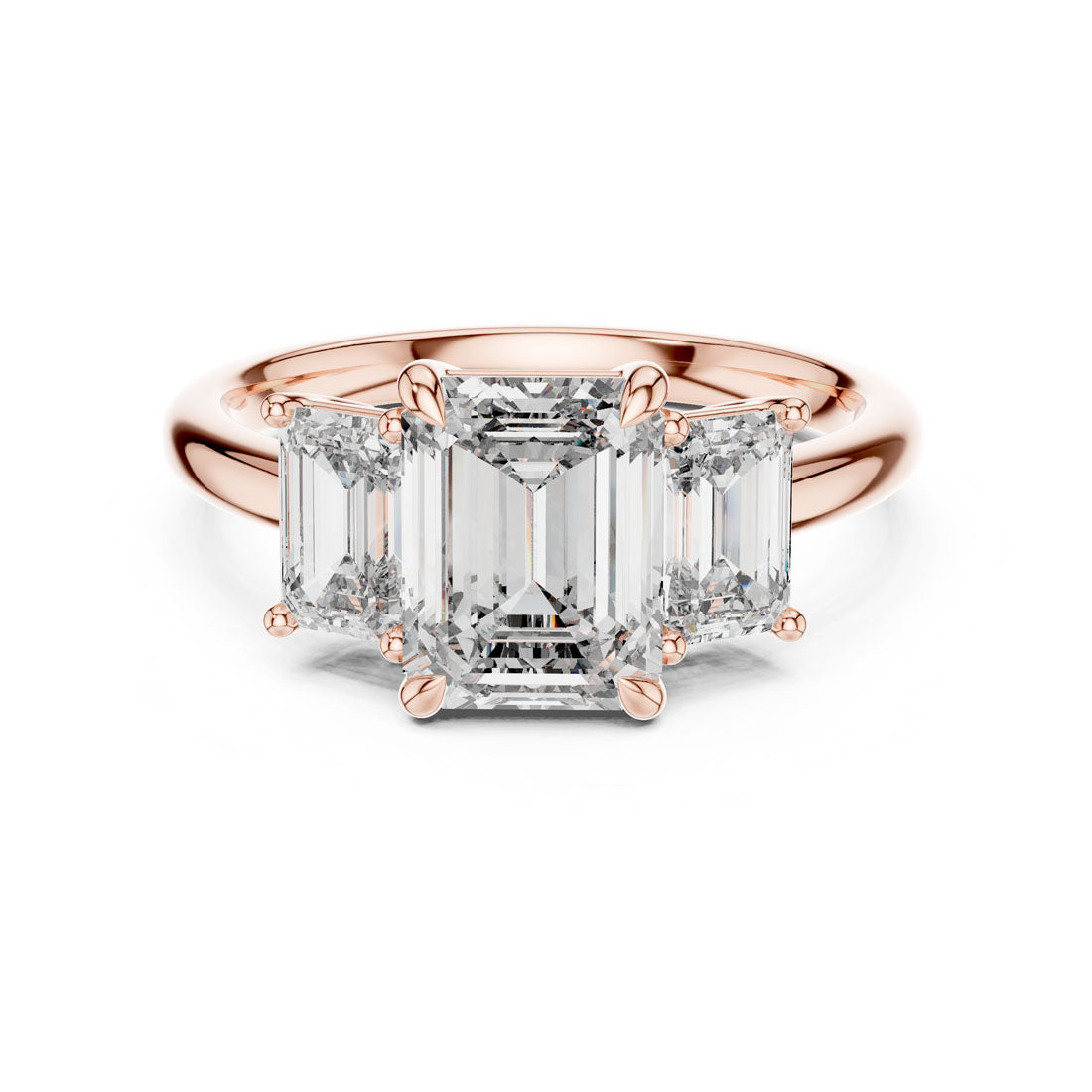 3.00 Ct. Emerald Cut Three-Stone Engagement Ring with Matching Emerald Side Stones (DDLR-045) 3