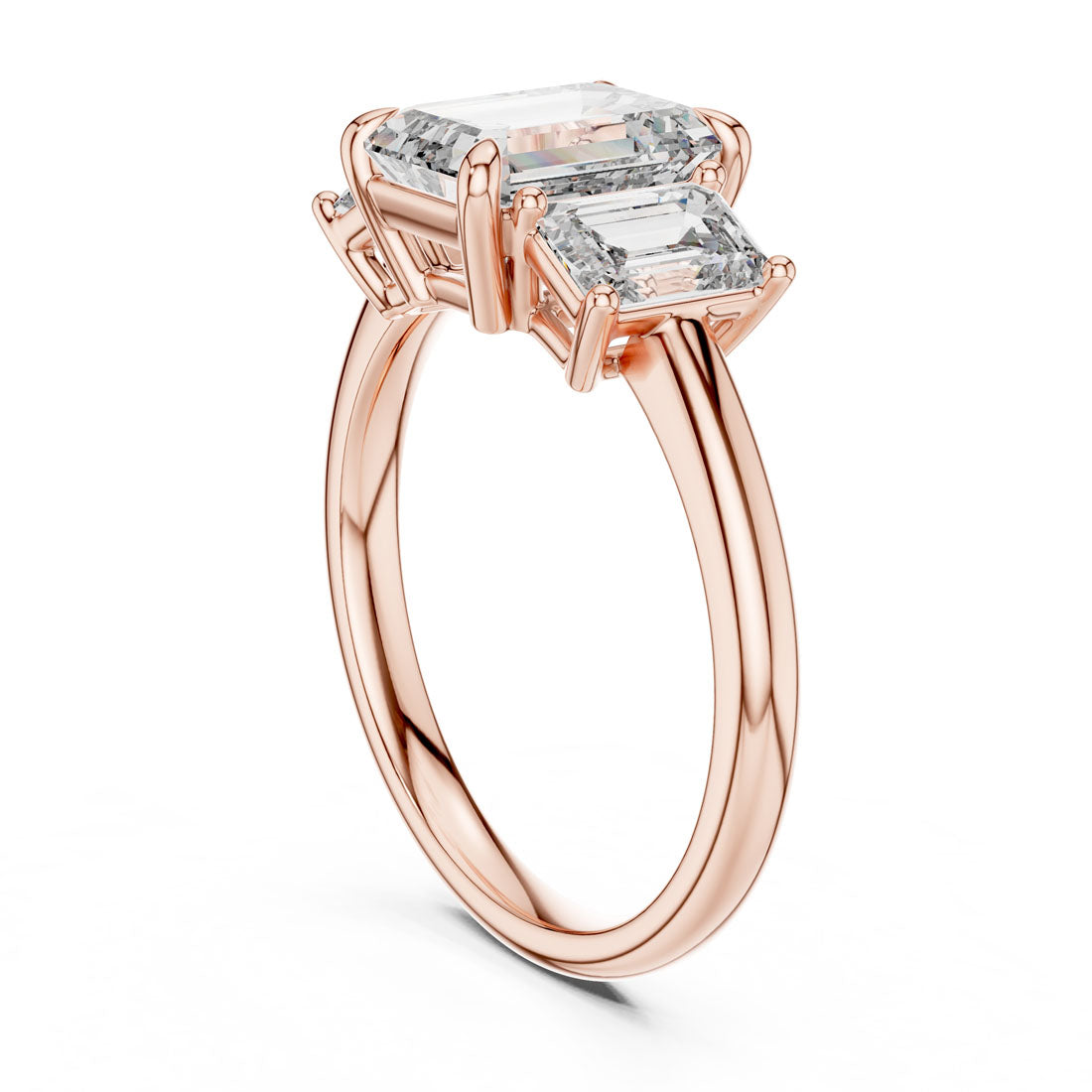 3.00 Ct. Emerald Cut Three-Stone Engagement Ring with Matching Emerald Side Stones (DDLR-045) 12