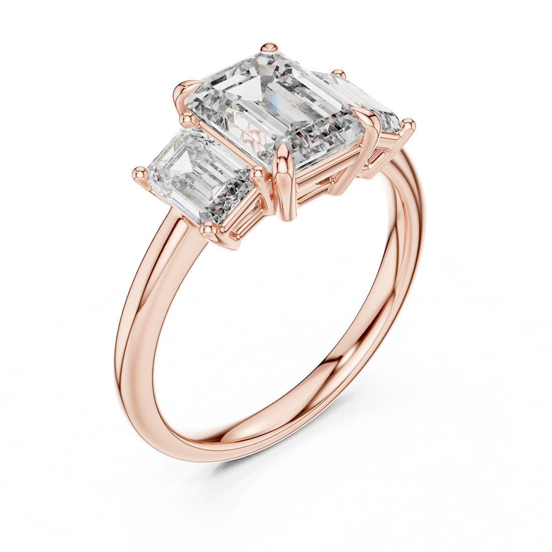 3.00 Ct. Emerald Cut Three-Stone Engagement Ring with Matching Emerald Side Stones (DDLR-045) 9