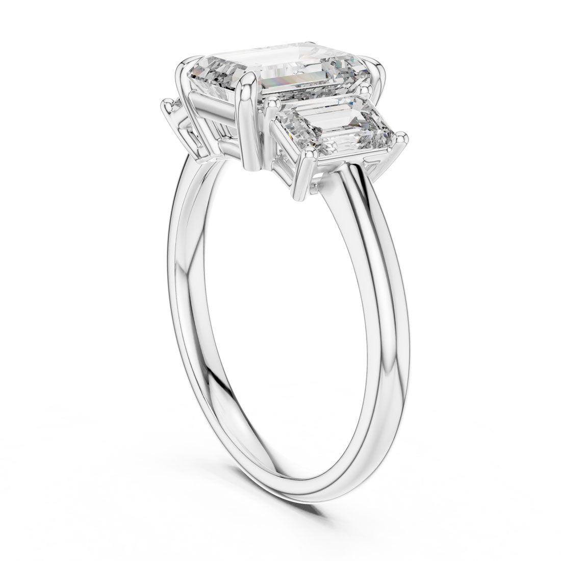 3.00 Ct. Emerald Cut Three-Stone Engagement Ring with Matching Emerald Side Stones (DDLR-045) 10
