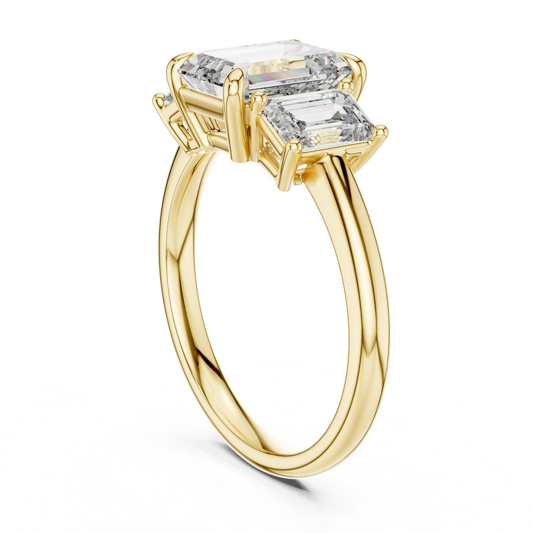 3.00 Ct. Emerald Cut Three-Stone Engagement Ring with Matching Emerald Side Stones (DDLR-045) 11