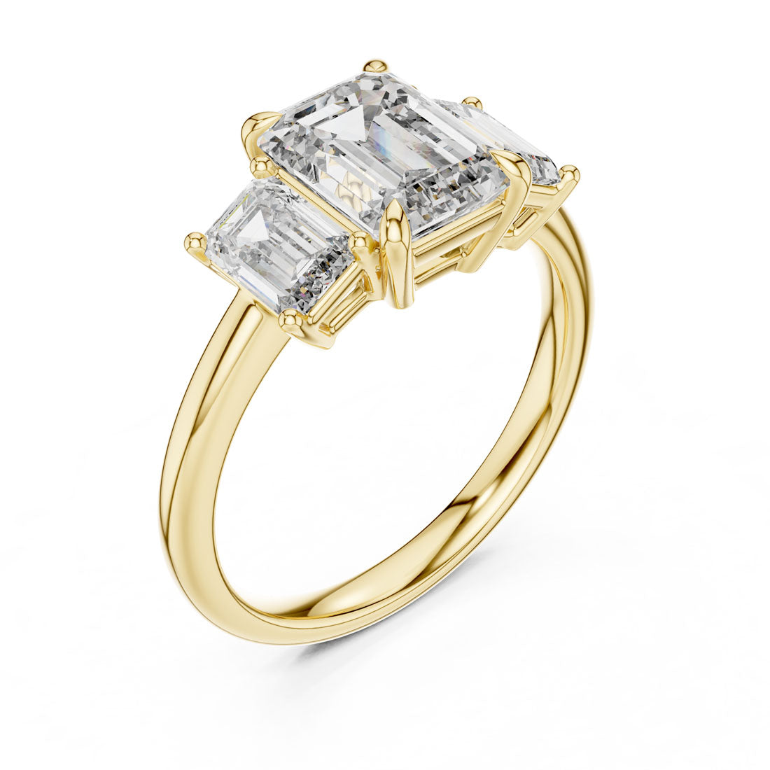3.00 Ct. Emerald Cut Three-Stone Engagement Ring with Matching Emerald Side Stones (DDLR-045) 8