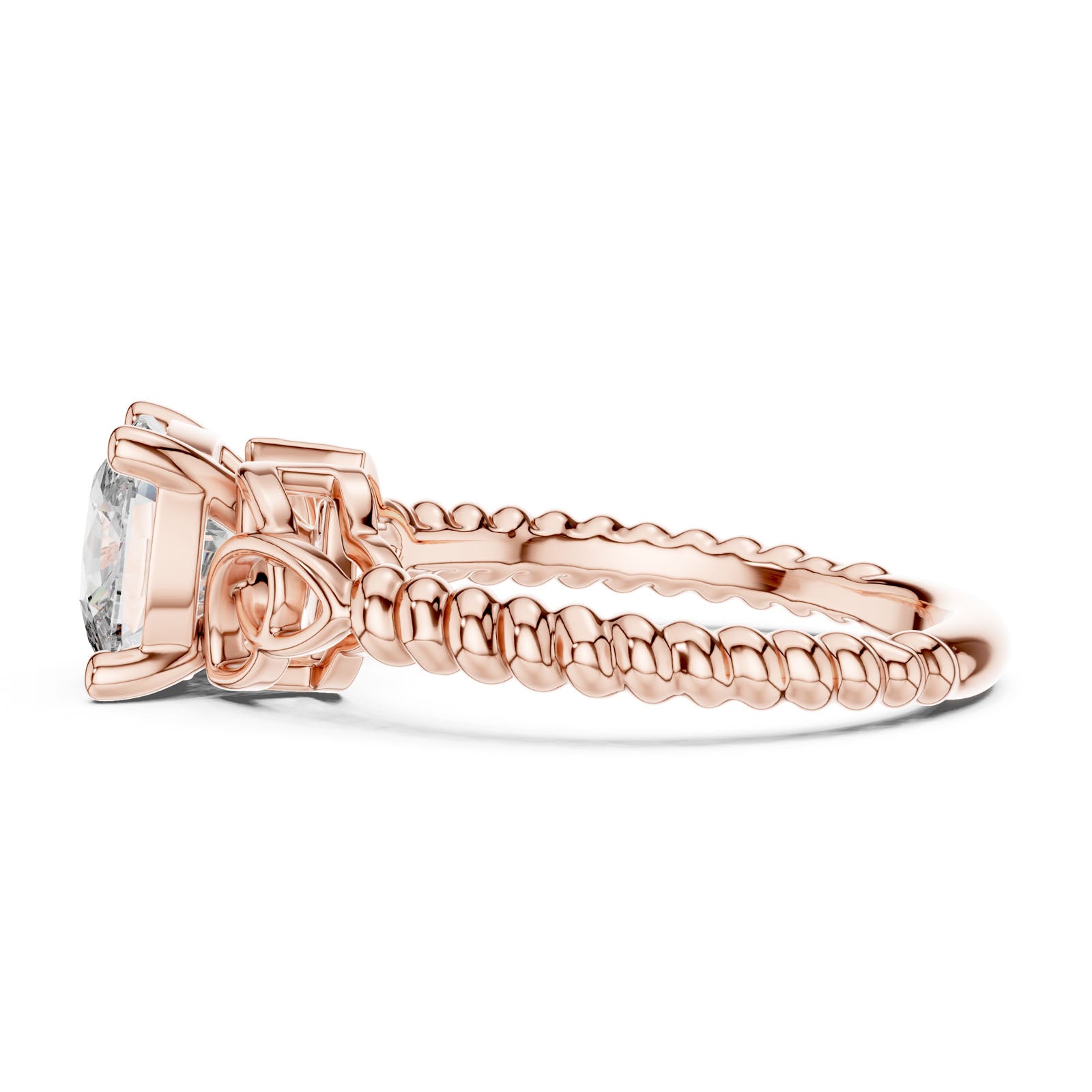 2.43 Ct. Cushion Diamond Solitaire Ring with Twisted Rope Band (DDLR-049) 3