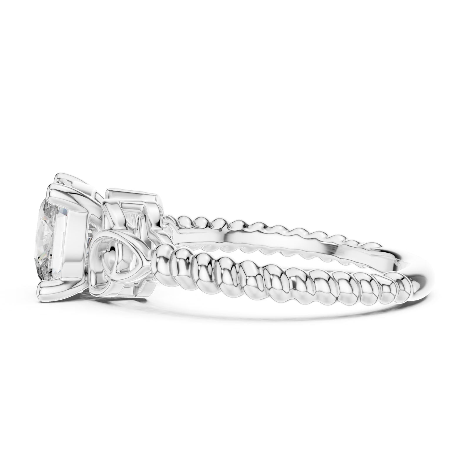 2.43 Ct. Cushion Diamond Solitaire Ring with Twisted Rope Band (DDLR-049) 7