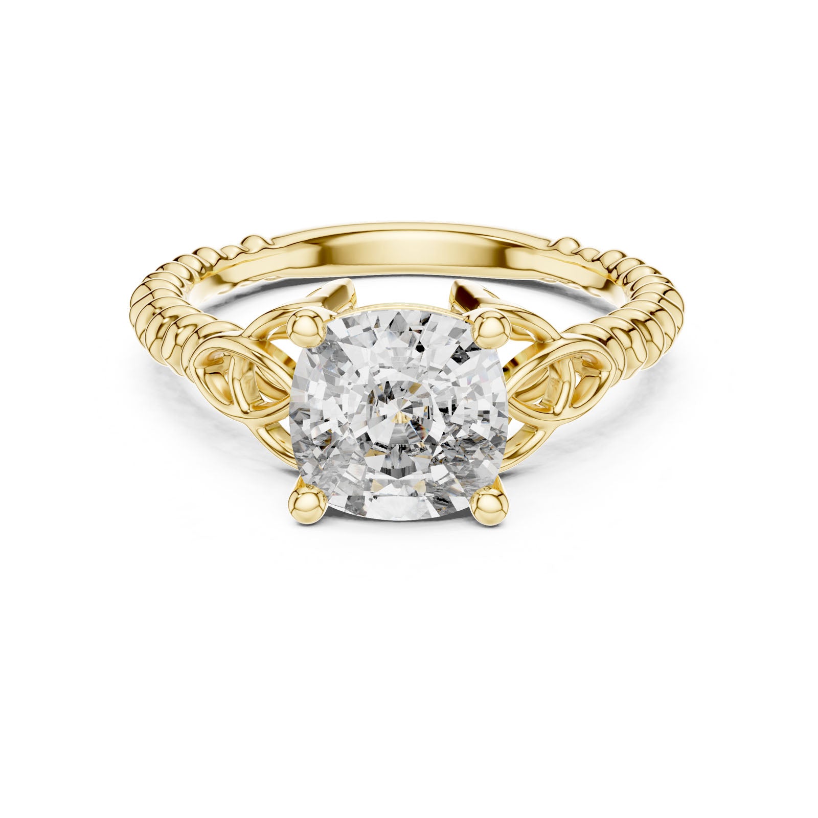 2.43 Ct. Cushion Diamond Solitaire Ring with Twisted Rope Band (DDLR-049) 5