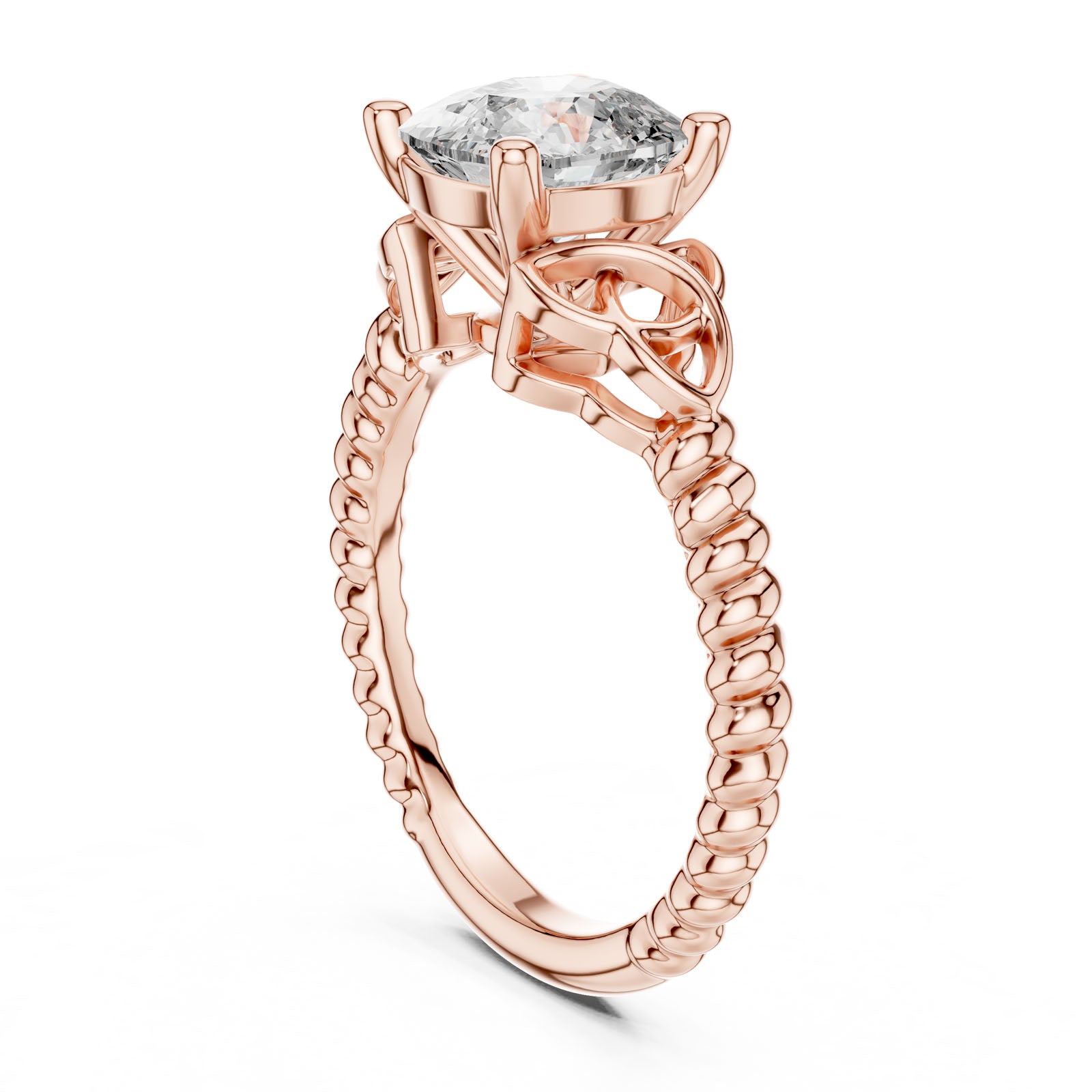 2.43 Ct. Cushion Diamond Solitaire Ring with Twisted Rope Band (DDLR-049) 6