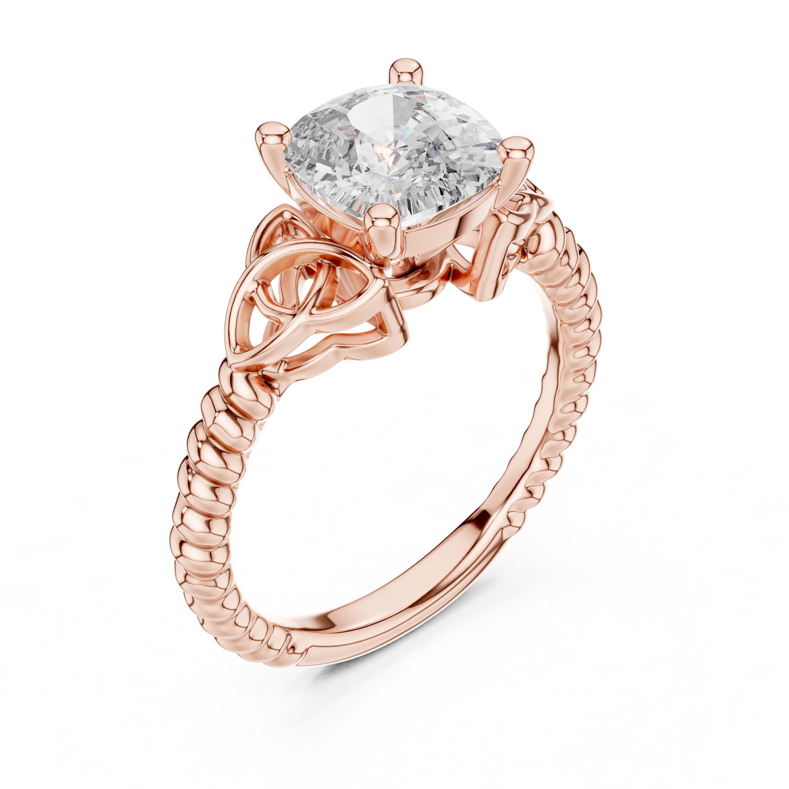 2.43 Ct. Cushion Diamond Solitaire Ring with Twisted Rope Band (DDLR-049) 12
