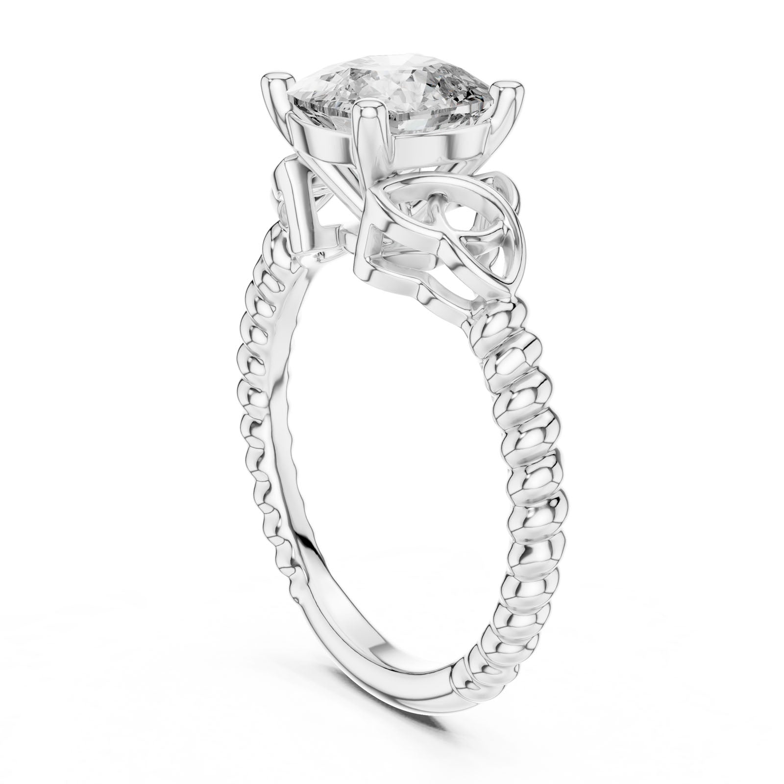 2.43 Ct. Cushion Diamond Solitaire Ring with Twisted Rope Band (DDLR-049) 10