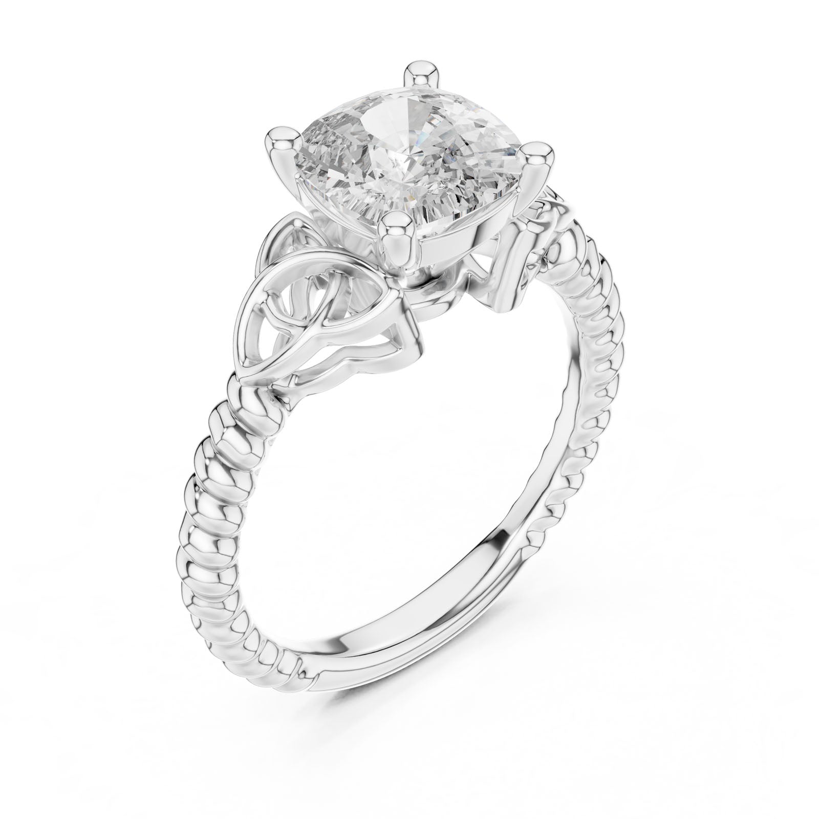 2.43 Ct. Cushion Diamond Solitaire Ring with Twisted Rope Band (DDLR-049) 4