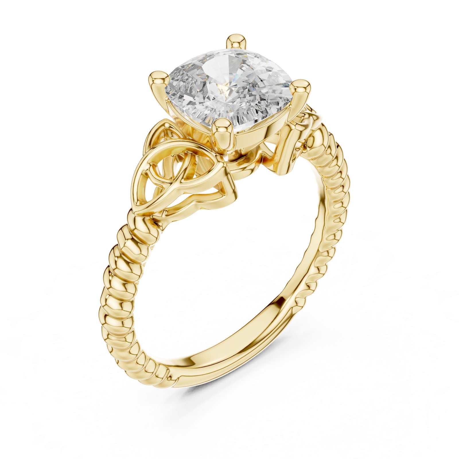 2.43 Ct. Cushion Diamond Solitaire Ring with Twisted Rope Band (DDLR-049)