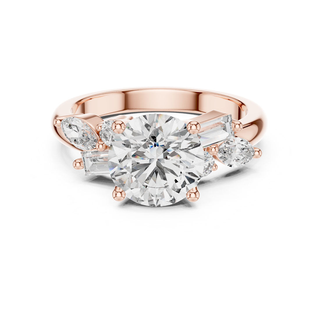 2.79 Ct. Round Diamond Engagement Ring with Mixed Accent Stones (DDLR-055) 5