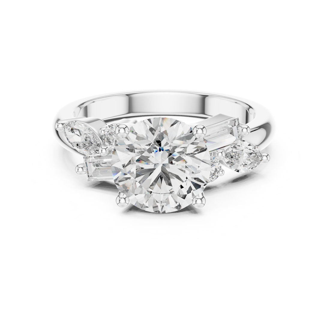 2.79 Ct. Round Diamond Engagement Ring with Mixed Accent Stones (DDLR-055) 3
