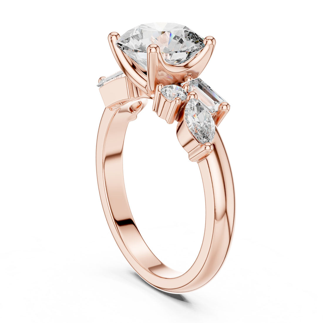 2.79 Ct. Round Diamond Engagement Ring with Mixed Accent Stones (DDLR-055) 7