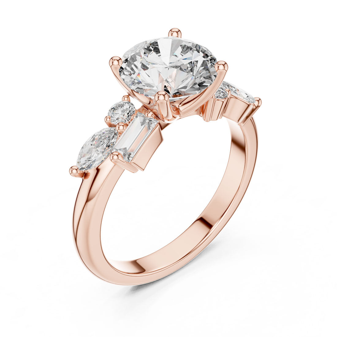 2.79 Ct. Round Diamond Engagement Ring with Mixed Accent Stones (DDLR-055) 9