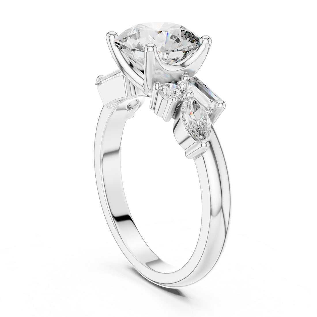 2.79 Ct. Round Diamond Engagement Ring with Mixed Accent Stones (DDLR-055) 10